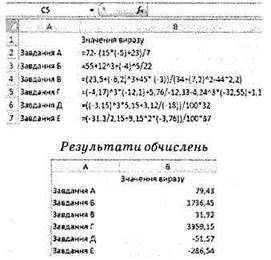 Виконання обчислень у табличному процесорі Excel 2007
